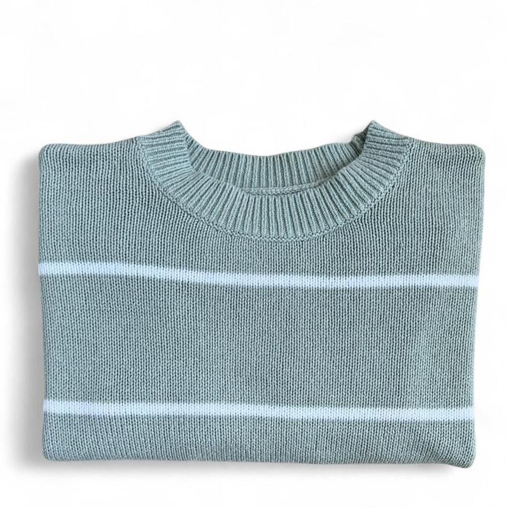 Sage Green Striped Knit Sweater Preppy Women’s XS - Picture 2 of 6